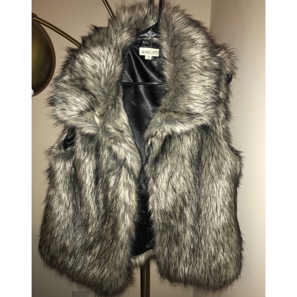 Grey Faux Fur Vest